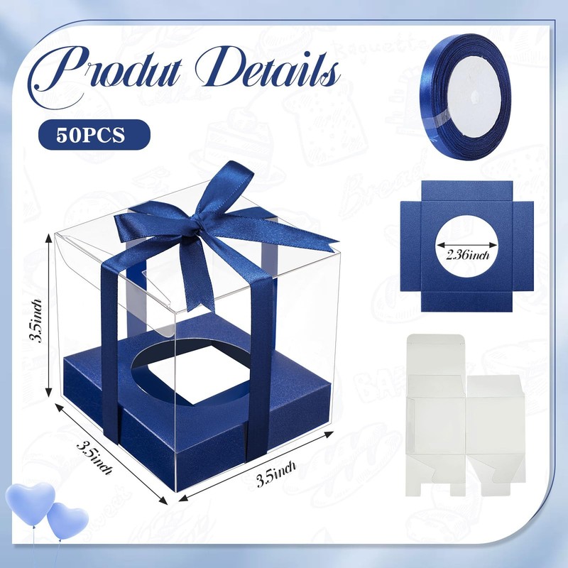 50 Pcs Clear Cupcake Boxes Individual 3.5 Inch Plastic Single Cupcake Contain... gallery