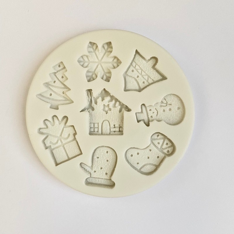 CHRISTMAS VARIETY MOLD Sock, Mitten, Snowman, Snowflake, Pine Tree, House Mold,