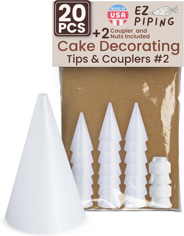 Reusable Plastic Piping Tips – Standard Size Round Tip #2 20 Pack with 2