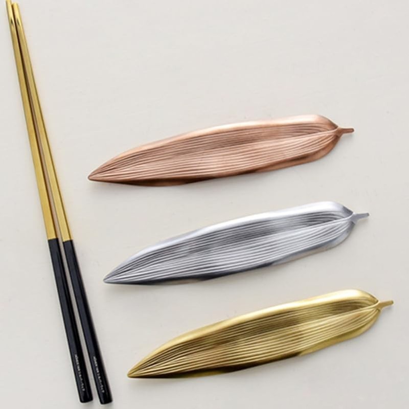 Leaf Shape Chopsticks Holder Stand Stainless Steel Rest Rack Dining 2 Pack gallery