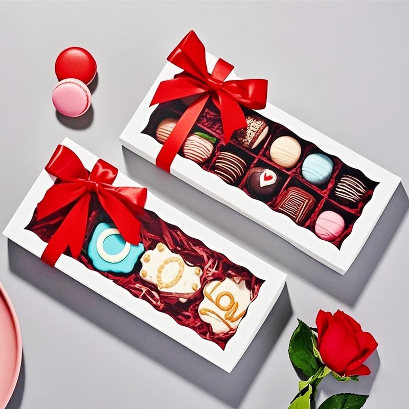 15PCS 12x5x1.5 Inch White Cookies Boxes with Window Bakery Boxes for Macaron,... gallery