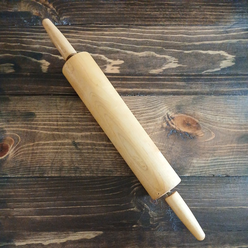 Natural Wood Rolling Pin Spinning Handles 17″ long 2″ wide~ Farmhouse decor