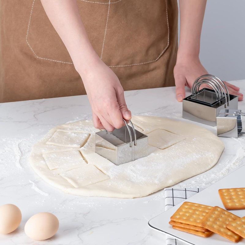Biscuit Cutter Set Square Cookie Cutters with Handle 5 Pieces Stainless Steel Sq gallery