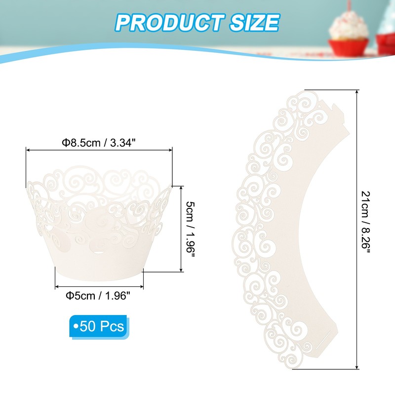 Cupcake Wrappers Paper, 50 Pack Baking Cups Standard Cloud Decor, Light Yellow gallery