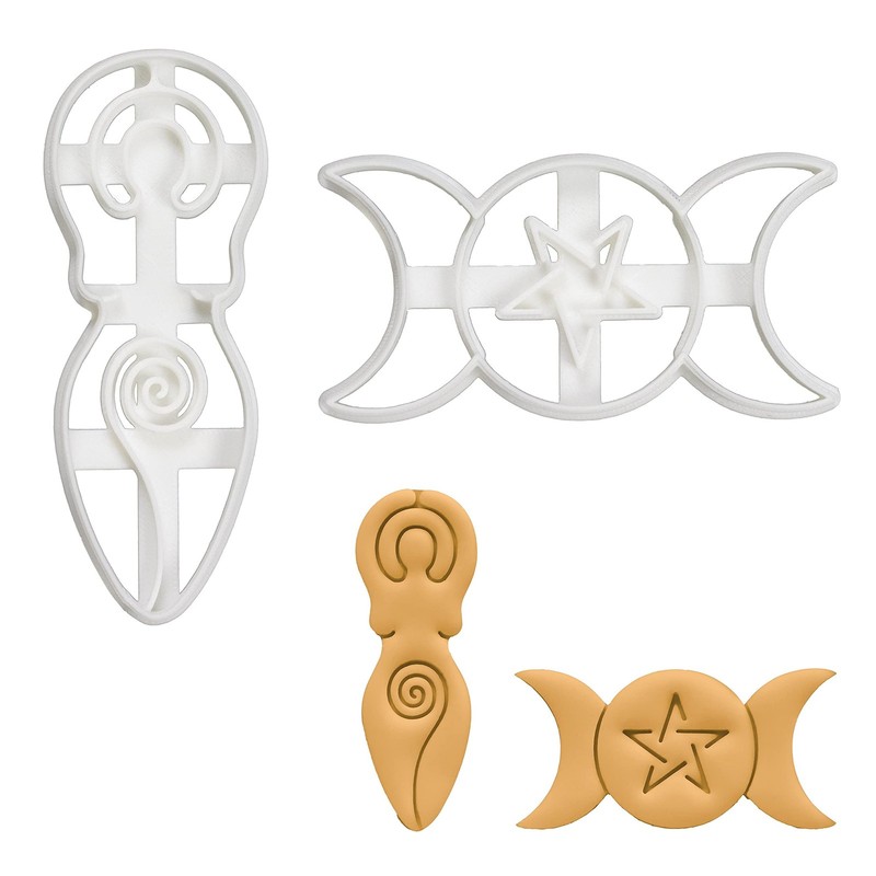 Set of 2 Goddess Cookie Cutters – Triple & Spiral Goddess Designs, 2 Pieces