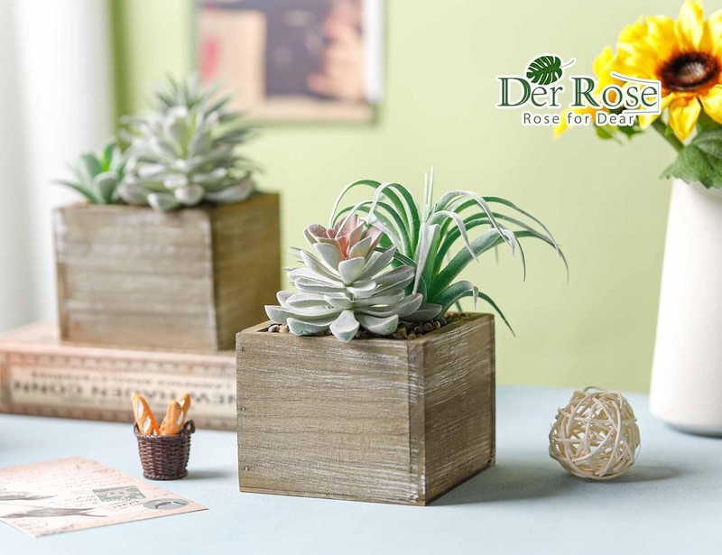 Der Rose 2 Pack Fake Plants Succulents Artificial Style A, Brown gallery