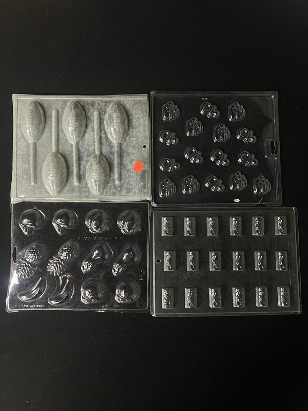 Lot of 17 Misc Vintage Chocolate Molds- Baby Flamingos Food Football Bunnies + gallery