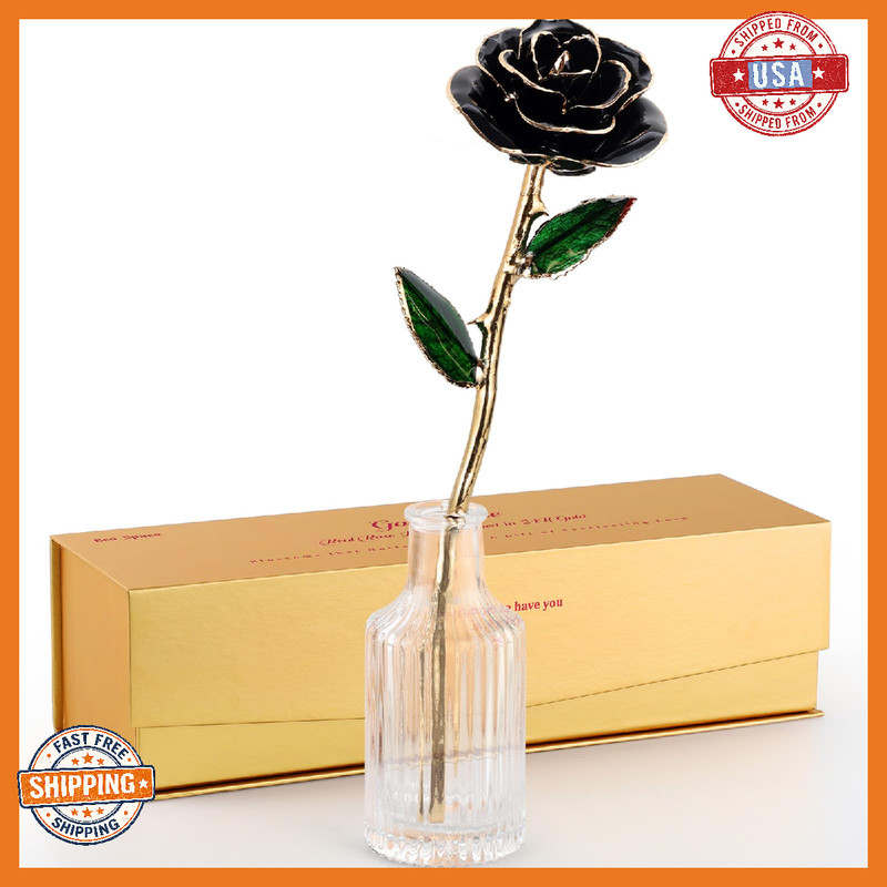 ECO SPACE 24K Gold Dipped Rose – Handpicked Real Rose in 24K Gold – Bold, One-of