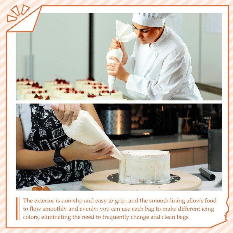 4 Pcs White Cloth Frosting Bags with Plastic Coating 24" Reusable Piping Past... gallery