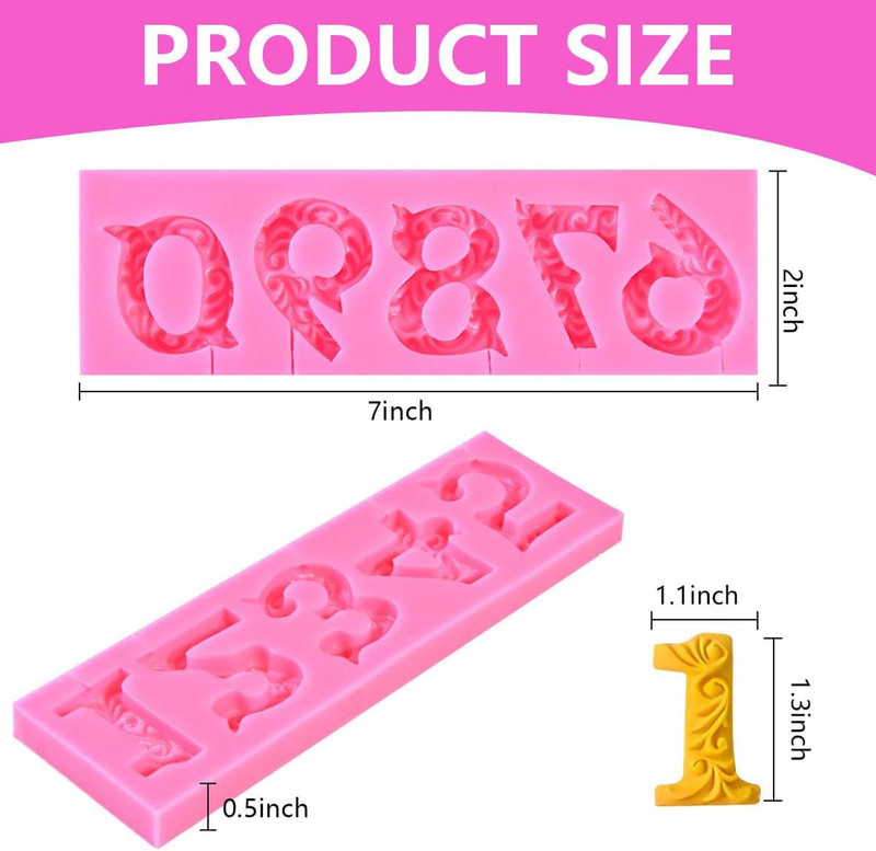 Silicone Number 0-9 3D Embossed Fondant Chocolate Mold with Stick Hole for Birth gallery