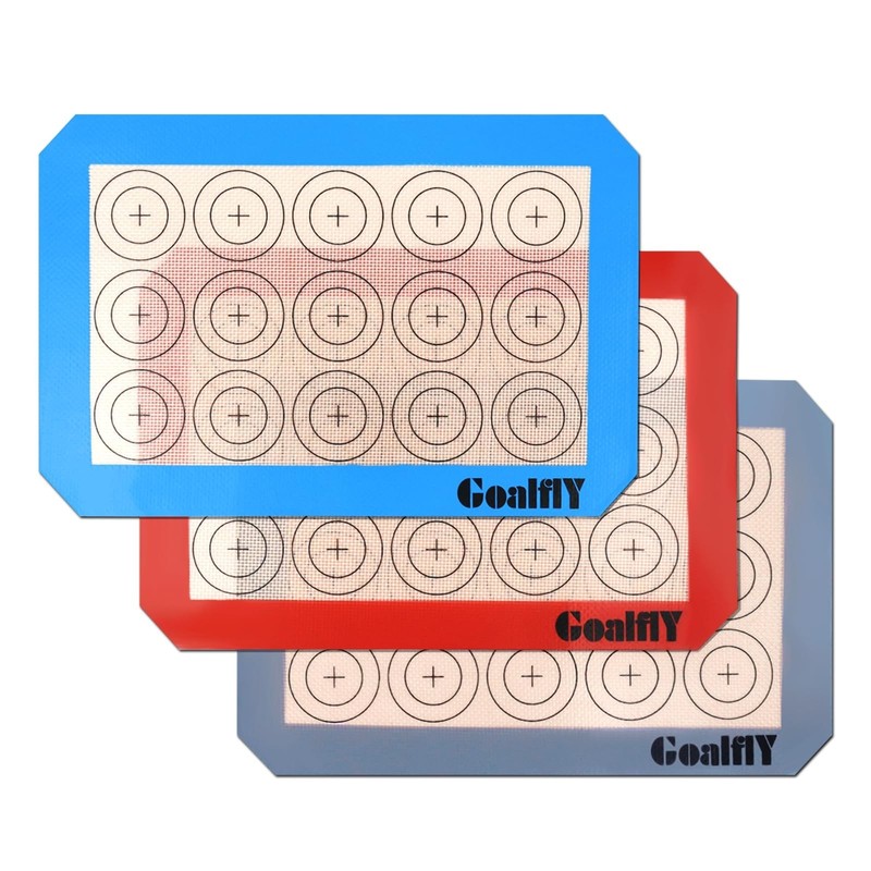 Small Macaron Silicone Baking Mat, 3 Pack Quarter Sheet Baking Mats (11.8 x 8…