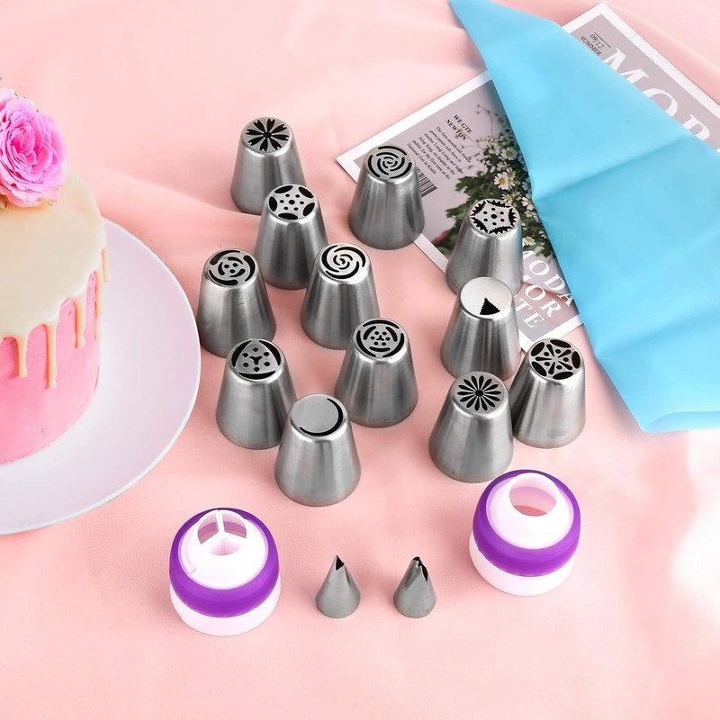 47 Pcs Russian Piping Tips Set, 12 Flower Frosting Nozzles Icing Tips for Cake D gallery