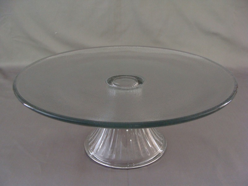 New Anchor Hocking Clear/Frosted Glass Footed Cake/Cupcake Stand, 10 1/2″ across
