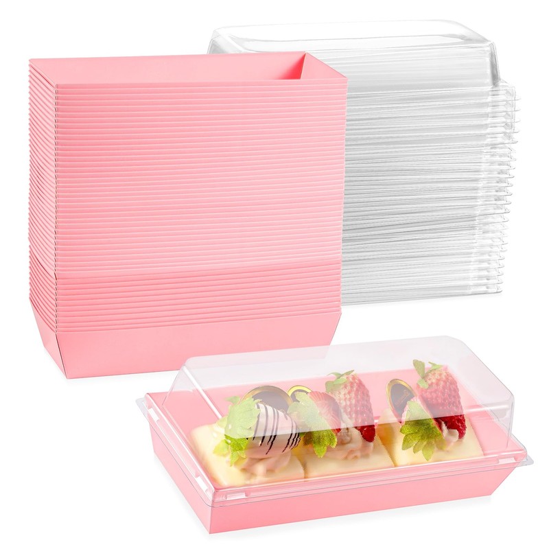 50 Pack 7.5×3.3 Inches Small Clear Treat Boxes-Dessert Boxes To Go-Disposable…