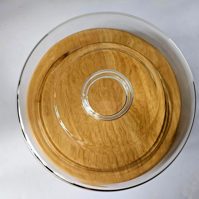 Vintage MCM Cake Keeper, Teak Base, Glass Dome Cover, Winsome Wood, Vintage 70s gallery