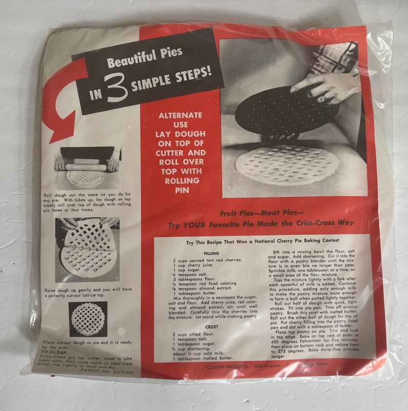 Vintage New Criss-Cross Lattice Pie Crust Top Cutter Clough Products - Sealed gallery