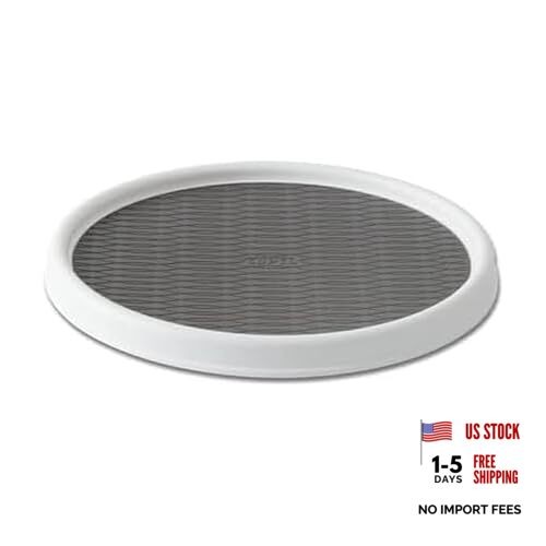 Basics Non-Skid Pantry Cabinet Lazy Susan 12-Inch (Pack of 1) White/Gray