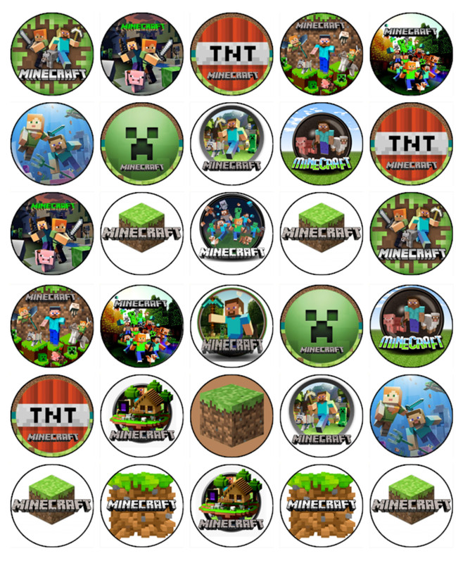 Gaming Edible Wafer Cupcake Toppers – Minecraft Birthday Cake Party Decorations