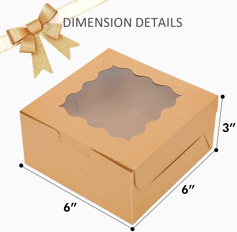 60Pcs Kraft Bakery Boxes with Window 6X6X3 Inches Thick & Sturdy Macaroon Pastry gallery