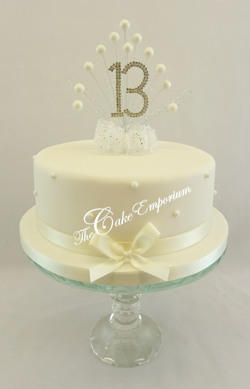 CAKE TOPPER PEARL BURST DIAMANTE BIRTHDAY ANNIVERSARY NUMBERS WITH RIBBON & BOW