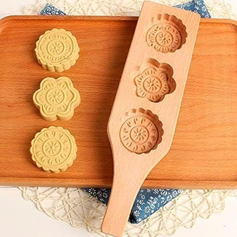 Wooden Cookie Molds for Baking - 11.8" Mooncake Mold in Handcrafted Wood for Sha gallery