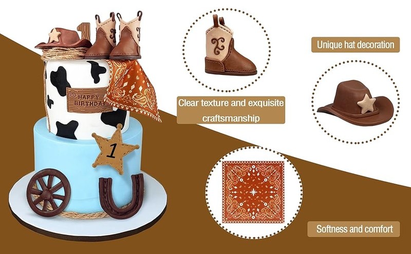 Cowboy Cake Decorations Cowboy Hat and Boot Cake Toppers Western Cowboy Cowgirl gallery