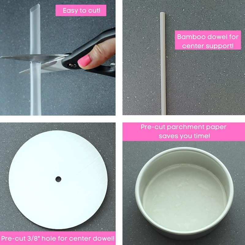 Cake Tier Stacking Kit - 10 Inch, 8 Inch, 6 Inch Cake Boards + Parchment Pape... gallery