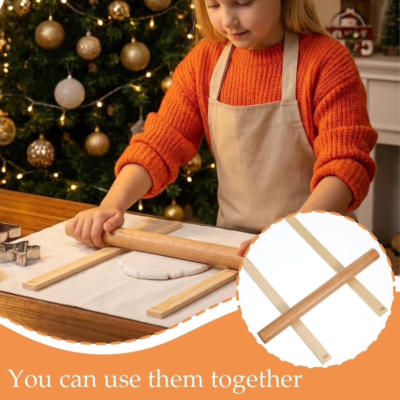 6PCS Rolling Pin Thickness Guides, Wooden Dough Thickness Guides, Tools Clay ... gallery