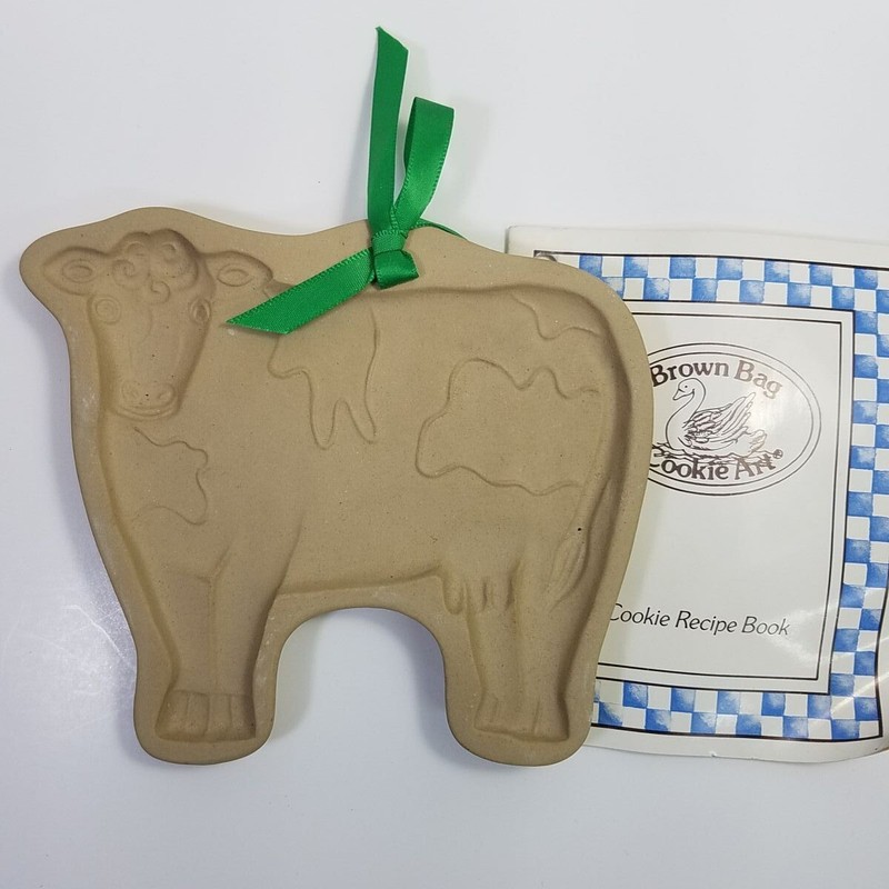 Lot of Two Brown Bag Cookie Art Molds Cow Standing Cow Jumps Over the Moon gallery