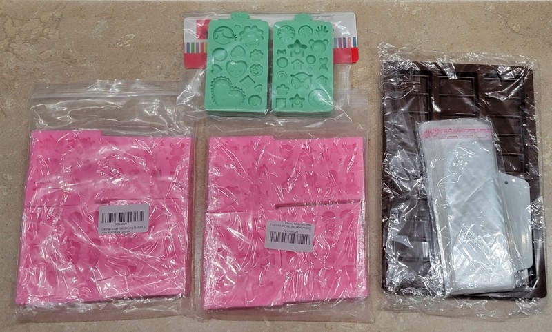 Mixed Lot of 11 Candy & Chocolate Silicone Molds. Christmas, Chocolate, Buttons