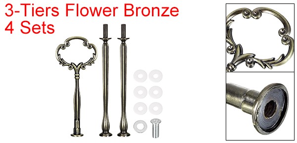 4 Set Cake Tray Stand Handle Plate Hardware Fitting 3-Tiers Flower Bronze gallery