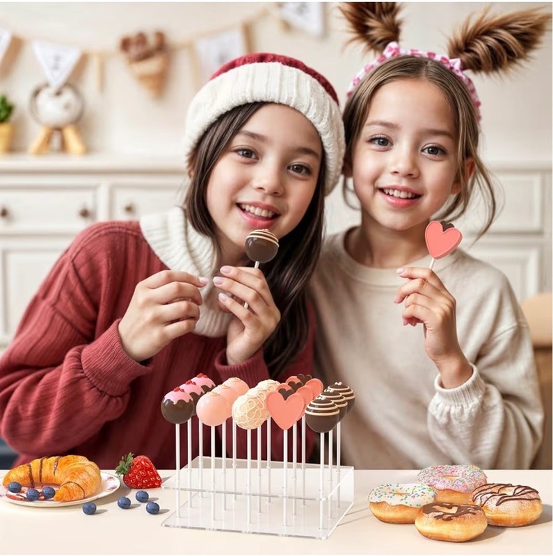 2 Pack Cake Pop Stand Kit Acrylic Display Holder 15 Holes with 100 Sticks & Wrap gallery