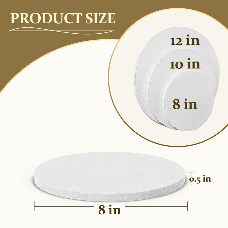 4 Pack 8 Inch Greaseproof Cake Board Drums Round Sturdy 1/2 Inch Thick Cake D... gallery
