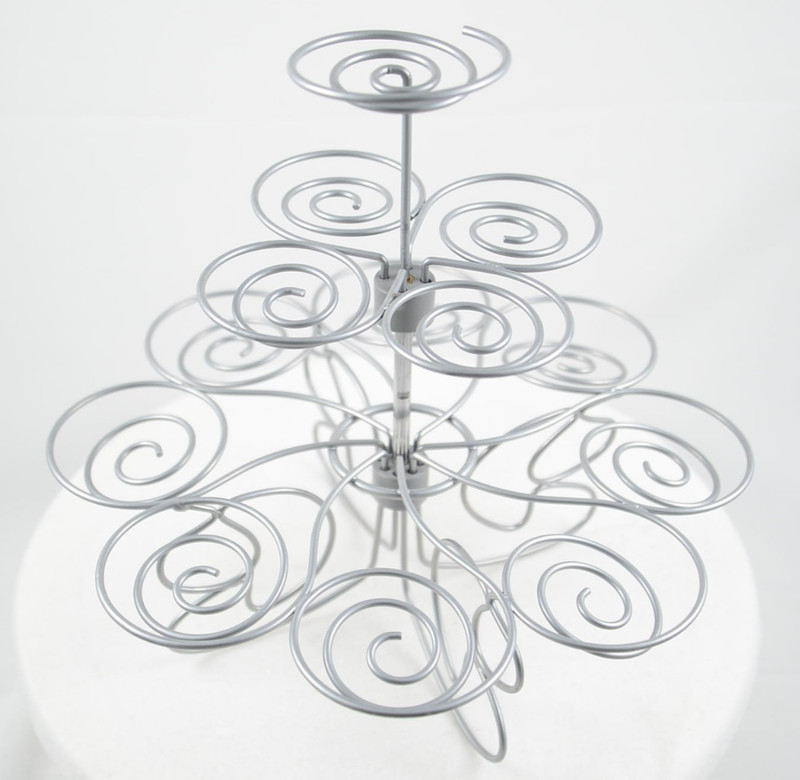 Wilton Cupcakes 'N More Silver Metal 13 Cupcake Dessert Stand gallery