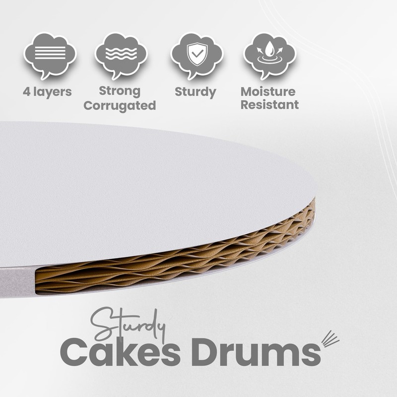 12 PCS White Round Cake Drums 8 Inch Reversible 1/2 Inch Thick Prop Tool gallery