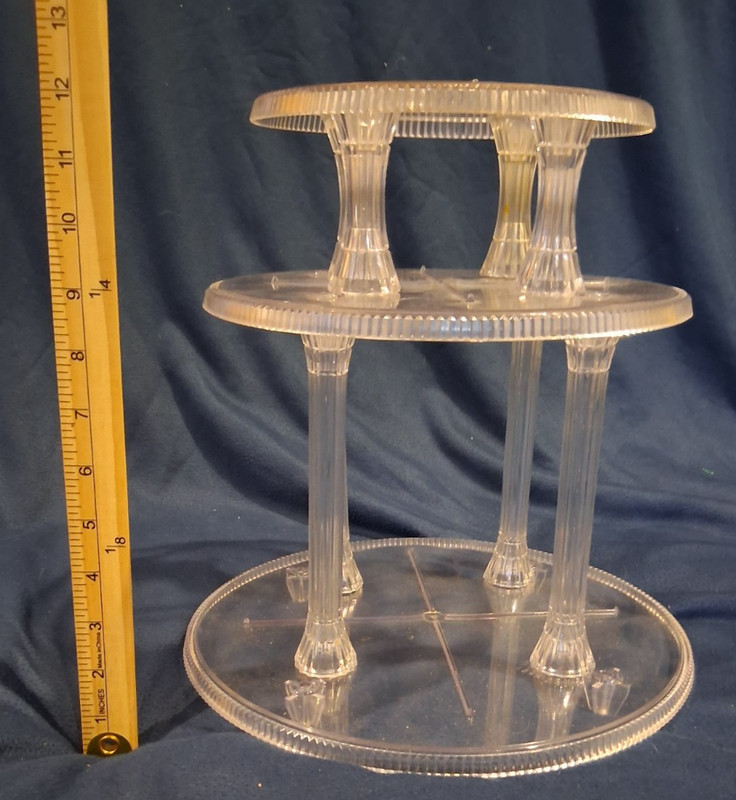 Lot 3 Vintage Wilton Clear Acrylic Cake Stand Cupcake Tiered Display Pillars gallery