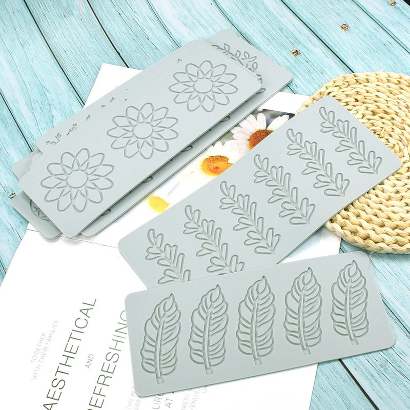 New Various Leaves Geometric Flower Silicone Cake Lace Mold Cake Decorating Tool gallery