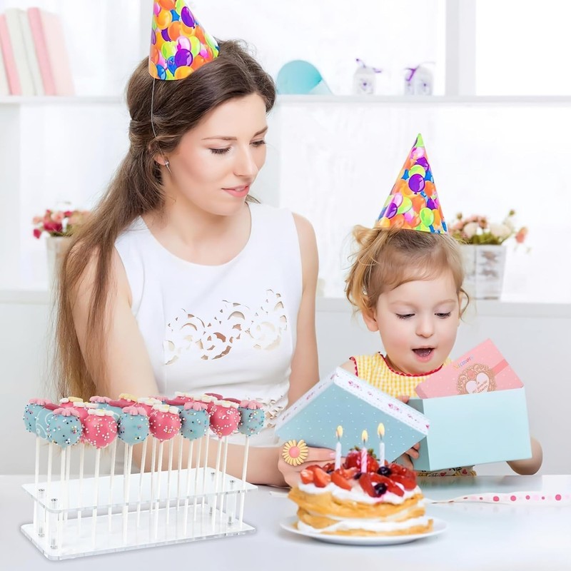 Versatile Cake Pop Display Stand - 2-Pack Clear Acrylic Holder for All Occasions gallery