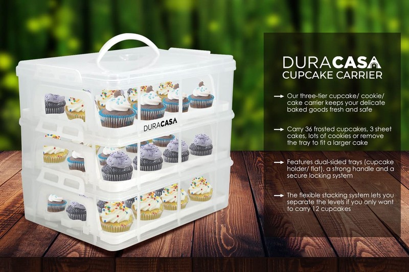 Cupcake Carrier, Cupcake Holder | Premium Upgraded Model Holds Cupcakes Stead... gallery