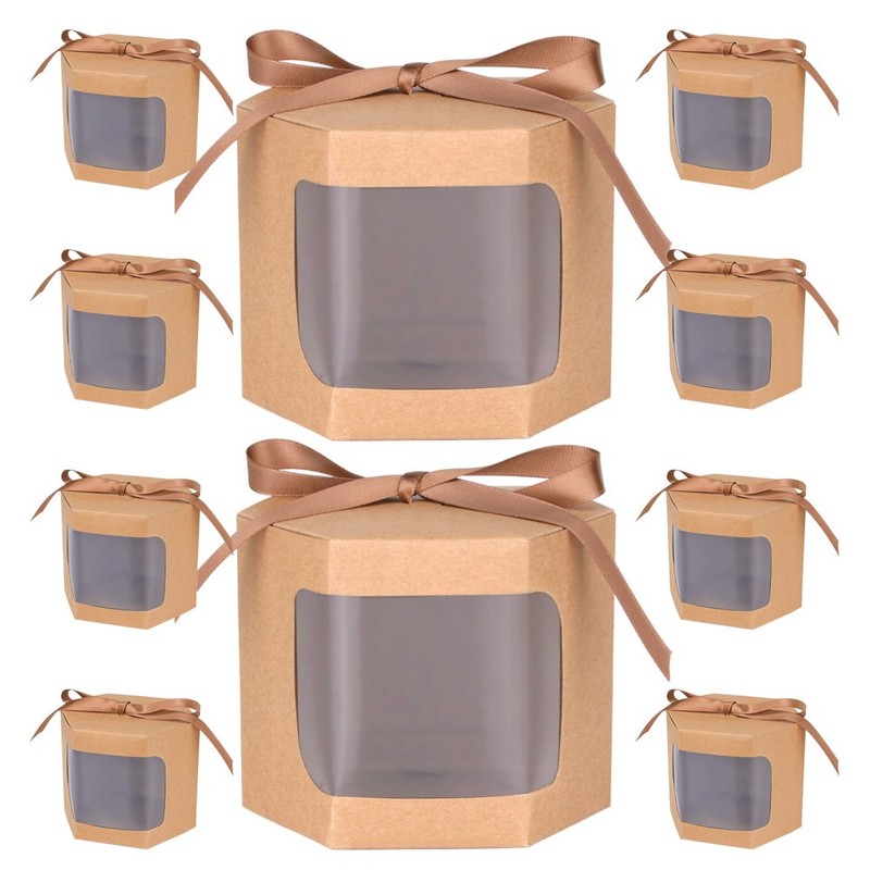 10 Pcs Window Box Cardboard Boxes Bakery for Cookies Take Out Containers