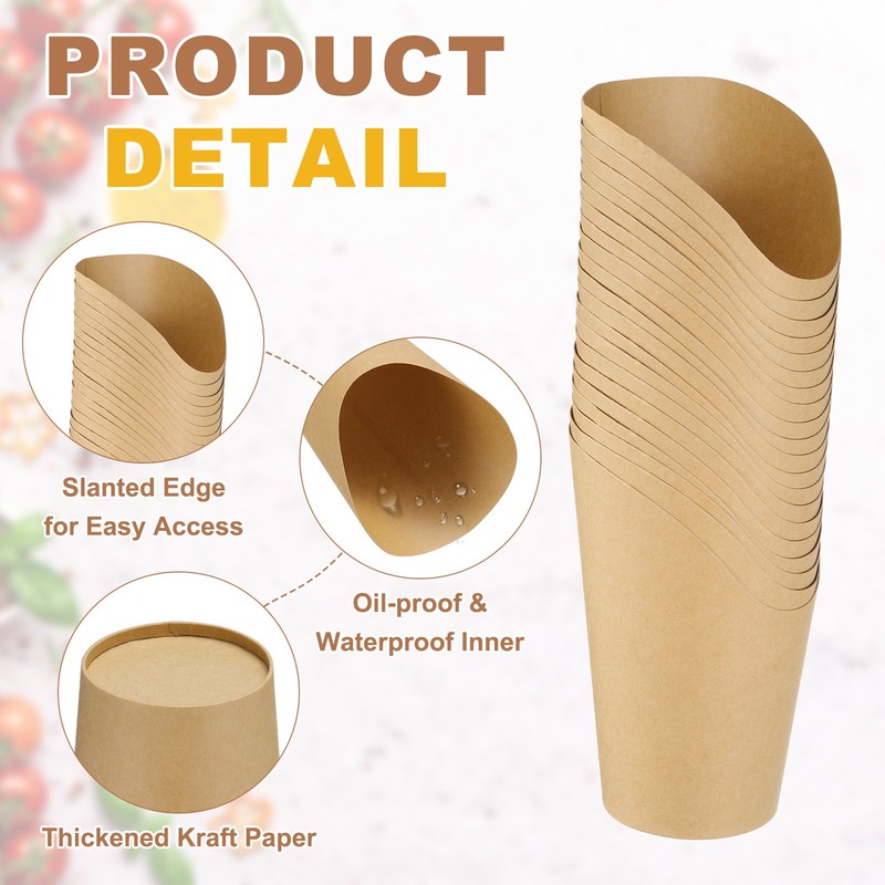100Pcs French Fries Holder, 12oz Disposable Paper Charcuterie Cups, Brown gallery