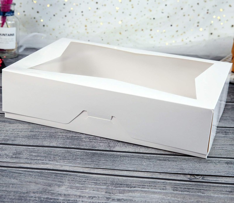 [15-Pack] 14 x10 x 3inch White Lock Corner Window Bakery Cookie Boxes, Large ... gallery