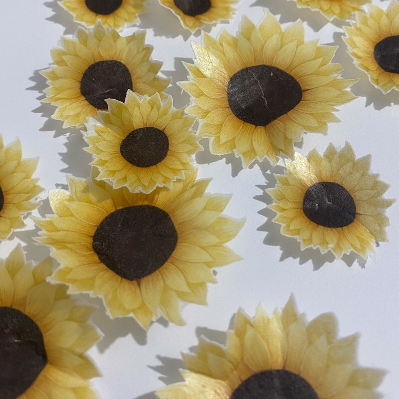 Pre-cut Edible Wafer Sunflowers