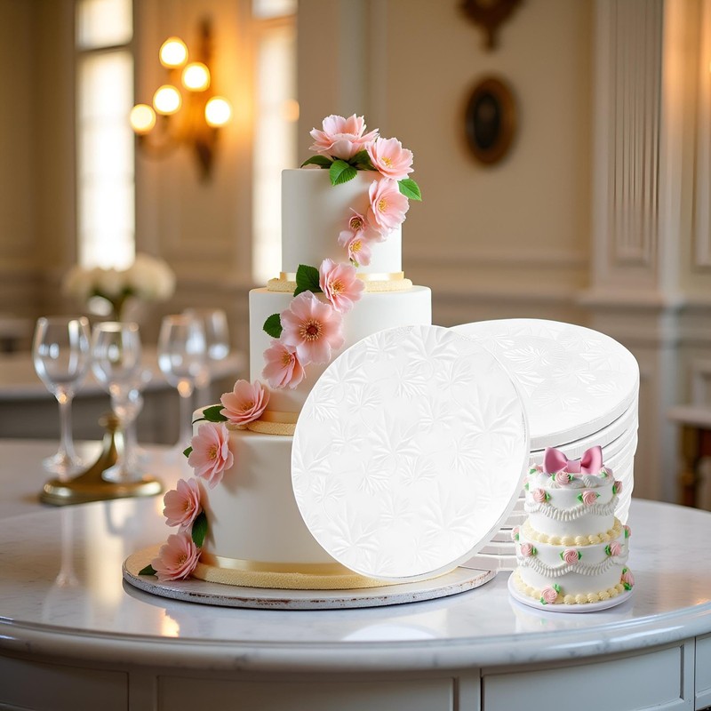 10 Pack 12 Inch Round Cake Drums 1/2 Inch Thick Boards White Base Cardboard gallery