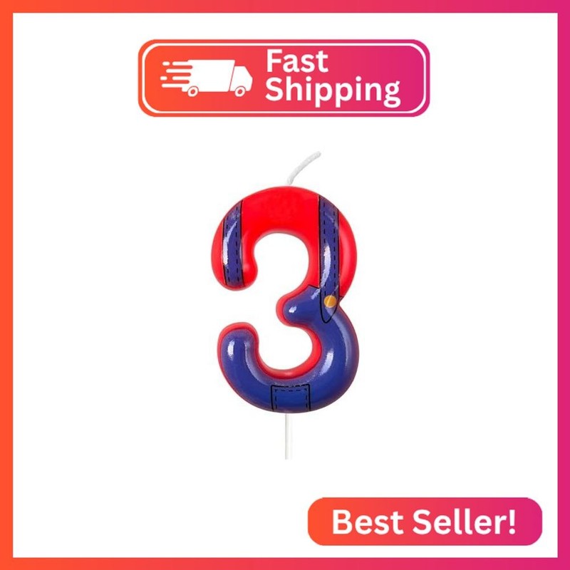 WQINX Boys and Girls Red and Blue Number Birthday Candles, Suitable for Cartoon
