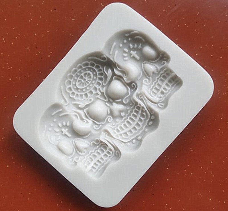 Sugar Skull Halloween Silicone Mold Resin Charm Clay DIY Craft Fondant Chocolate