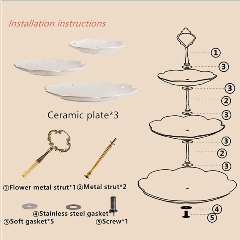 3tier Porcelain Embossed Cupcake Stand Pure White Rimmed With Gold Dessert Cake gallery