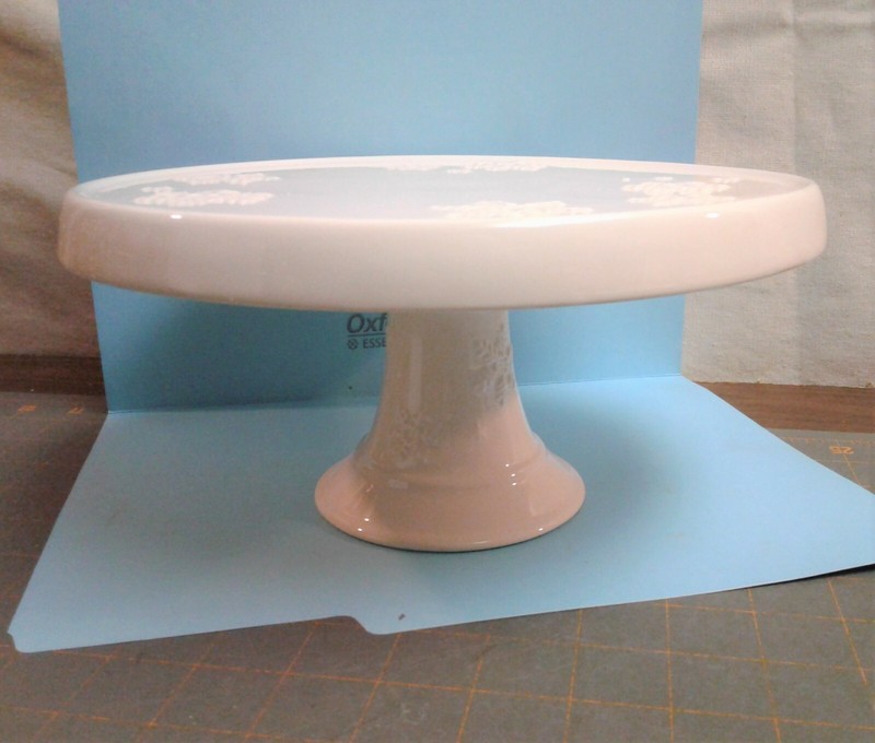 Hallmark Cake Stand Snowflake Holiday Christmas Pedestal White Embossed NIB gallery