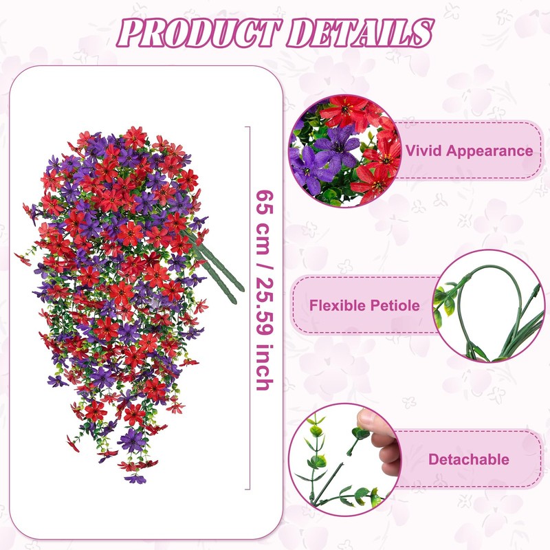 Hrobek 2 Pcs Artificial Hanging Flowers Outdoor Spring Summer Decoration Fake gallery