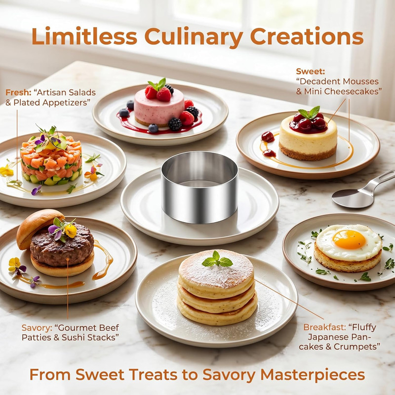 Cake Ring Molds 4 Inch Stainless Steel Round Food Ring Dessert Mousse Molds Cook gallery